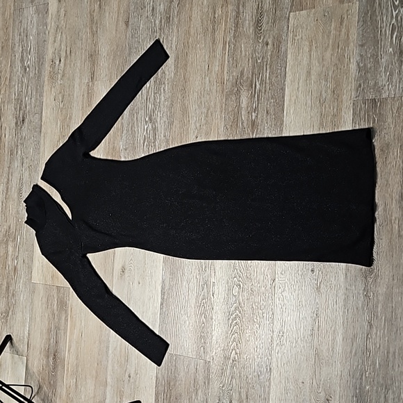 O.P.T bodycon black midi dress with sparkled thredding size xs - Picture 6 of 12